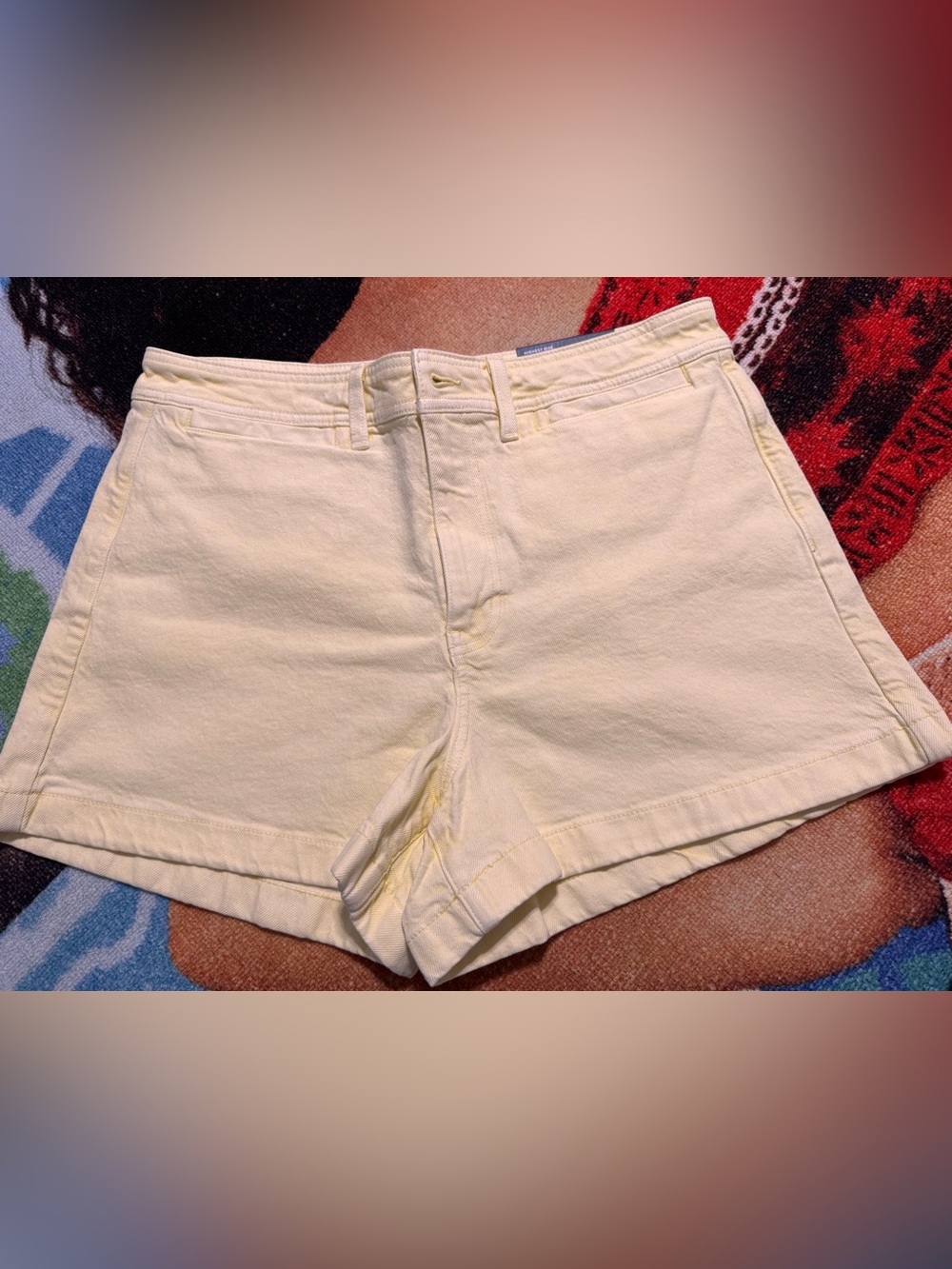 American Eagle Outfitters Pale Yellow High-Waist Cotton Shorts